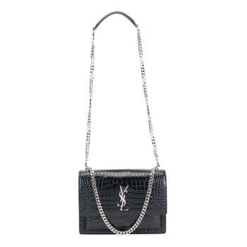 ysl 1000 monogram sunset croc embossed crossbody|YSL 1000 Monogram Sunset Croc Embossed Crossbody, Black.